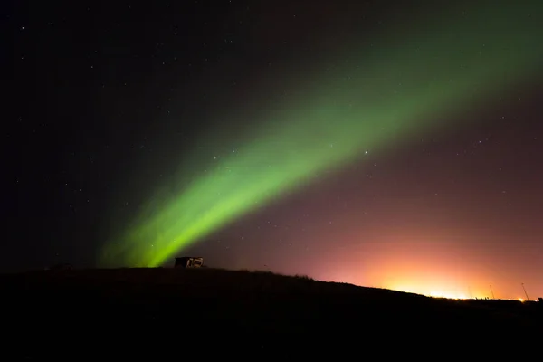 Aurora Boreal Luz Septentrional Área Keflavik Reykjavik Islandia —  Fotos de Stock