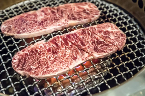 Grilled Freshness Japanese Wagyu Sirloin Meat Bbq Yakiniku — Stock Photo, Image