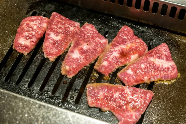 Gegrillte Frische Japanisches Wagyu Rindfleisch Yakiniku — Stockfoto