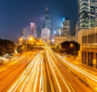 Hong Kong Şehir Merkezi Hong Kong Deniz Kuvvetleri Bölgesi 'nde gece vakti..