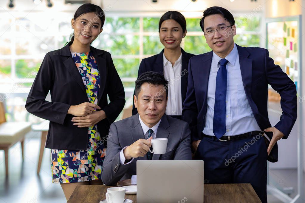 group of business people for Business team concept working in cafe for out of office concept