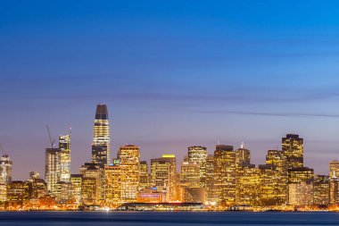 Treasure Island, California, günbatımı, ABD gün batımından, San Francisco şehir manzarası.