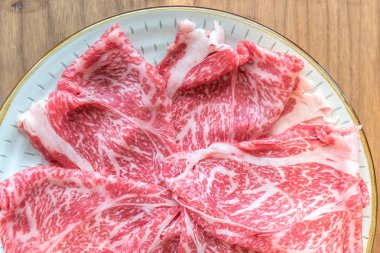 Wagyu A5 sığır eti doku gıda arka planı için