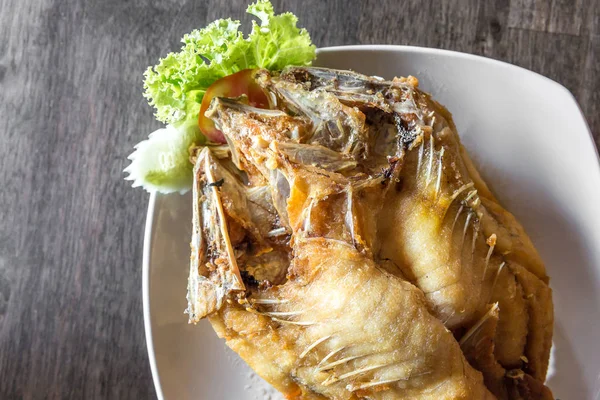 Deep Fried Sea Bass Fish Sauce Spicy Salad — Stock Photo, Image