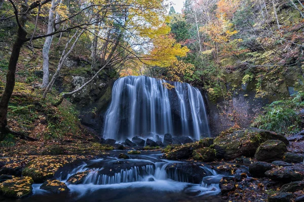 Cachoeira Tatsuzawafudo Outono Temporada Outono Fukushima — Fotografia de Stock