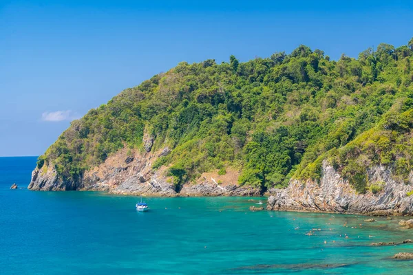 Ponto Vista Aérea Praia Areia Branca Tropical Ponto Snorkel Ilha — Fotografia de Stock