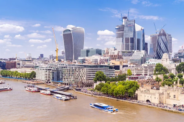 London City Stadsbild Horisonter Byggnad Med Floden Themsen London — Stockfoto