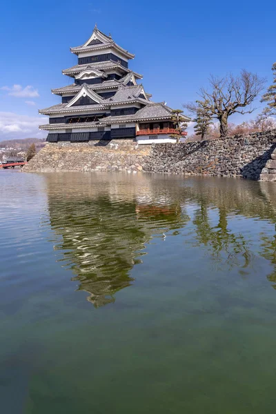 Matsumoto castle against blue sky in Matsumoto city in Nagano in Winter. Matsumoto Castle is an old historic castle in japan, its nickname is Crow Castle.