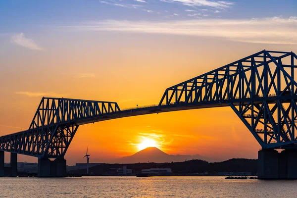 Tokyo Gate Bridge Japonsku Při Západu Slunce — Stock fotografie