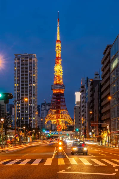 Tokyo Tower Soumraku Tokio Panorama Města Stvol Monato Ward Tokyo — Stock fotografie