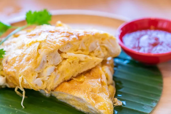 Thai Omelette Com Caranguejo Ovo Frito Com Carne Caranguejo Comida — Fotografia de Stock