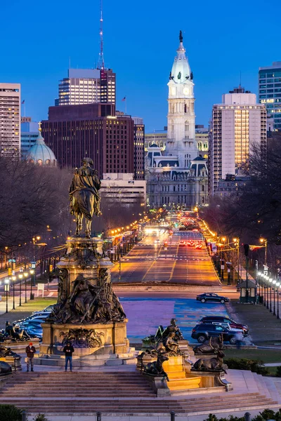 Rathaus Uhrenturm Philladelphia Pennsylvania Usa Sonnenuntergang — Stockfoto