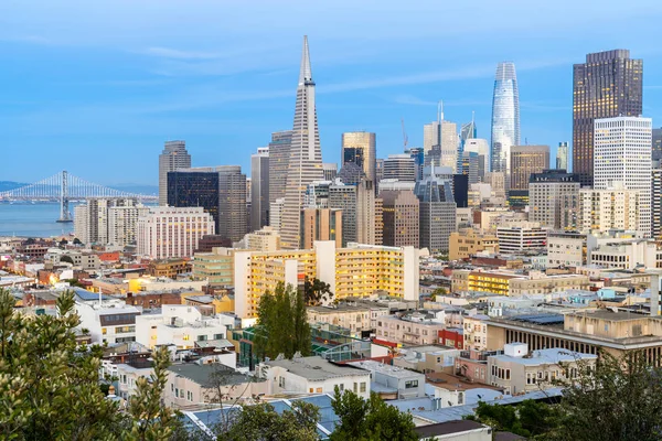 San Francisco Downtown Skyline Aerial View Sunset Ina Coolbrith Park — Stock Photo, Image