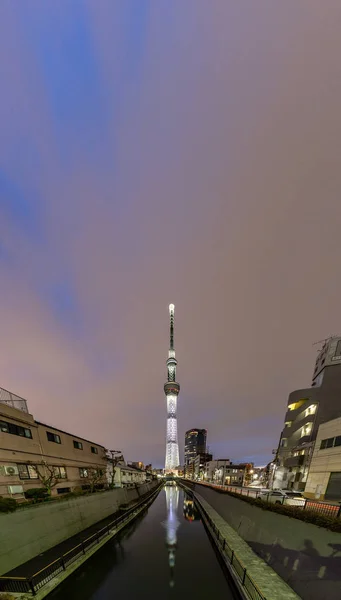 Japonya Tokyo Skytree Günbatımı Tokyo Skytree Japonya Nın Yüksek Müstakil — Stok fotoğraf