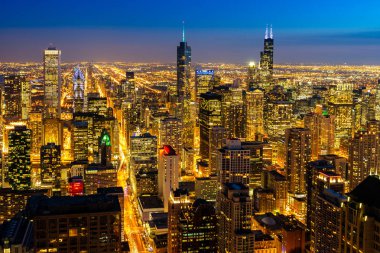 Chicago City Illinois ABD Chicago şehir merkezinde Chicago Skylines bina havadan görünümü. Chicago'nun güneyine bakmak.