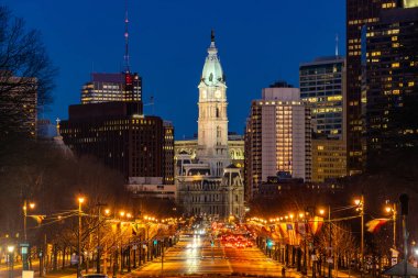 Philladelphia City Hall Saat Kulesi Philladelphia, Pennsylvania, Abd. Günbatımı