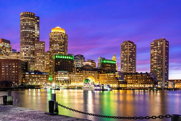 Boston Downtown Skylines Edifício Paisagem Urbana Pôr Sol Cidade Boston — Fotografia de Stock