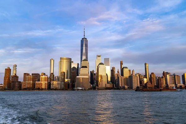 New York City Manhattan Skyline Városkép Naplementekor New Jersey — Stock Fotó