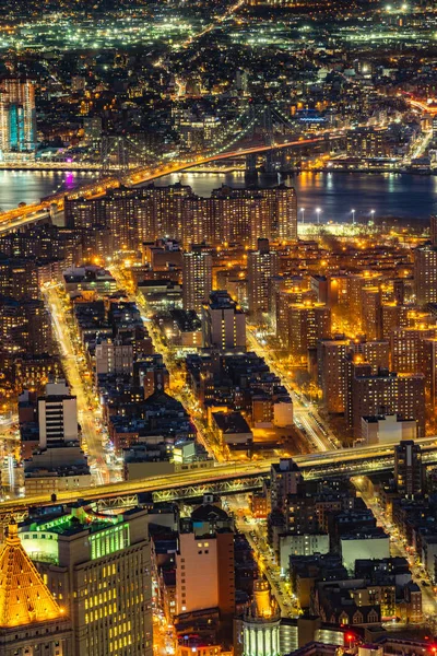ニューヨーク市のロウアーマンハッタンとマンハッタン橋の航空写真 ニューヨーク州Ny アメリカ — ストック写真