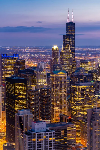 芝加哥市中心芝加哥天际线大楼的鸟瞰图 位于芝加哥市伊利诺伊Usa 望向芝加哥南部 — 图库照片