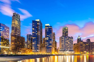Chicago City Illinois ABD Chicago şehir merkezinde Chicago Skylines bina havadan görünümü. Chicago'nun güneyine bakmak.