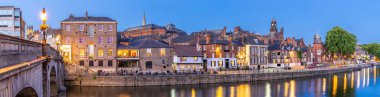 York cityscape boyunca nehir ouse günbatımı dusk, York Yorkshire İngiltere İngiltere.