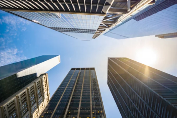 Blurred Background Low Angle View Skyscrapers Manhattan New York Usa — Stock Photo, Image