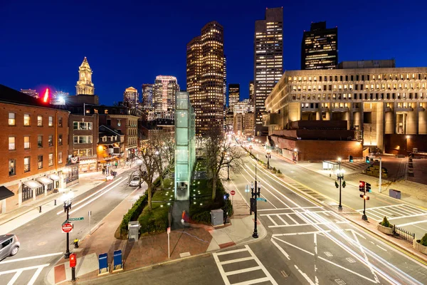 Бостон Центр Містa Місто Силуети Будівництво Захід Сонця Бостоні Массачусетс — стокове фото