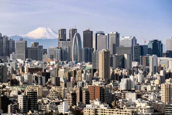 Berg Fuji Met Tokio Skyline Wolkenkrabbers Gebouwen Wijk Shinjuku Tokio — Stockfoto