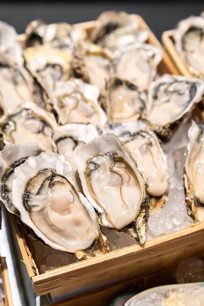 Fresh Oysters Seafood Ice Buffet Bar — Stock Photo, Image