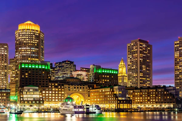 Boston Downtown Skylines Gebäude Stadtbild Sonnenuntergang Boston City Usa — Stockfoto