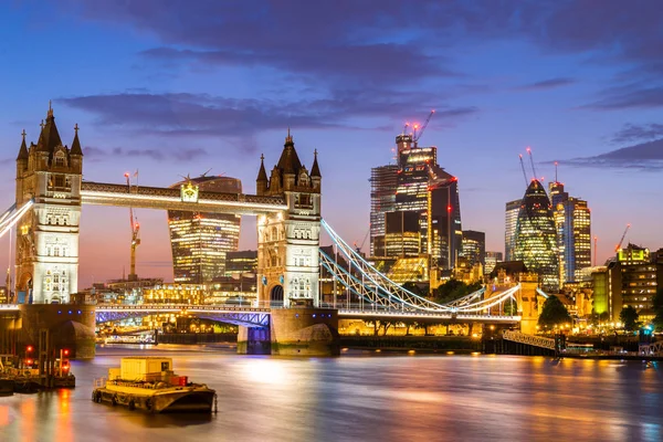 London Tower Bridge Opheffen Van Zonsondergang Schemer Londen — Stockfoto