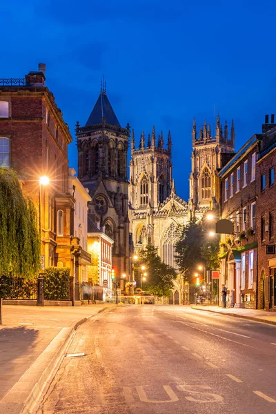 York Minster Katedrali Günbatımı Alacakaranlıkta York Ngiltere — Stok fotoğraf