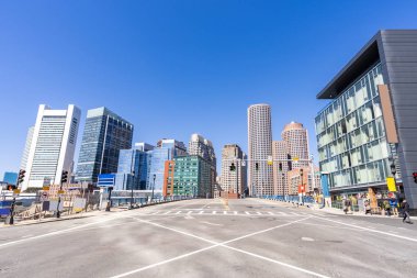 Boston şehir merkezi, Boston City, MA, ABD 'de ufuk çizgileri olan bir şehir..