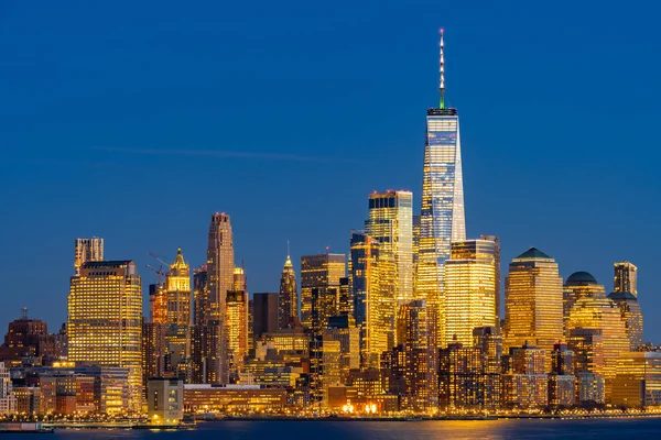 New York City Manhattan Obzoru Při Západu Slunce New Jersey — Stock fotografie