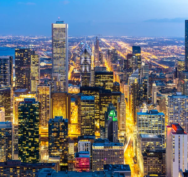 Aerial view of Chicago Skylines building at Chicago downtown in Chicago City Illinois USA. Looking to the south of Chicago.