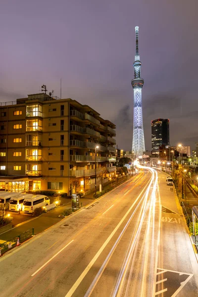 Japonya Tokyo Skytree Günbatımı Tokyo Skytree Japonya Nın Yüksek Müstakil — Stok fotoğraf