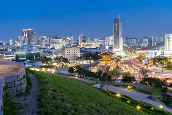 Seul Güney Kore Nin Heunginjimun Dongdaemun Kapısındaki Şehir Manzarası — Stok fotoğraf