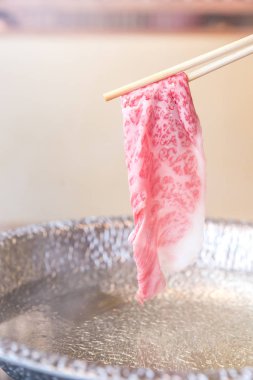Wagyu bifteği A5 Shabu shabu buharlı Groumet Japon güveç mutfağı