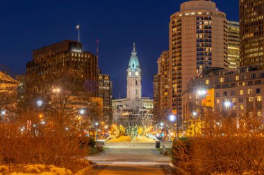 Philladelphia City Hall Saat Kulesi Philladelphia, Pennsylvania, Abd. Günbatımı