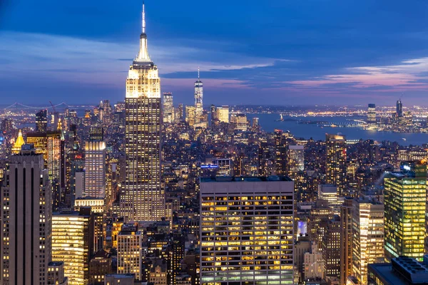 Nova York Skyline Edifícios Paisagem Urbana Pôr Sol Nova York — Fotografia de Stock