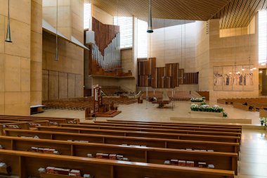 Interior of Cathedral of Our Lady of the Angels in Los Angeles downtown CA USA clipart