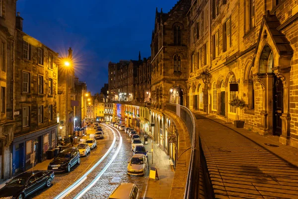 Victoria Street Edinburgh Old Town Cityscape Zachodzie Słońca Edynburg Szkocja — Zdjęcie stockowe