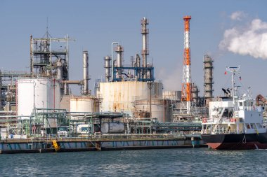 Kawasaki Japonya 'daki petrol kimya fabrikasının boru hattı yapısı.