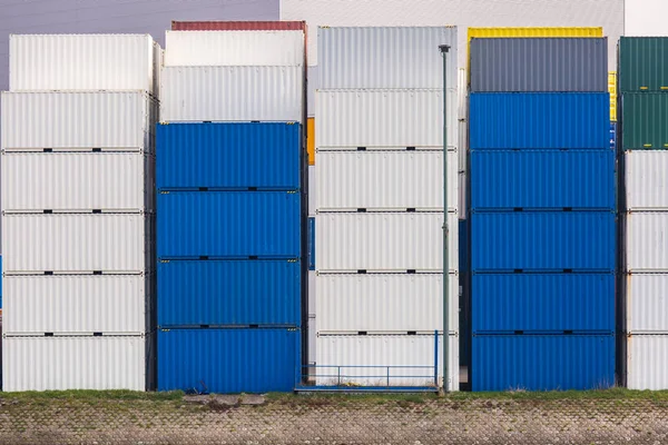 Cargo Containers Stack Sur Les Quais Jetée — Photo
