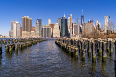 New York 'ta New York City için Lower Manhattan gökdelenleri inşa ediliyor.