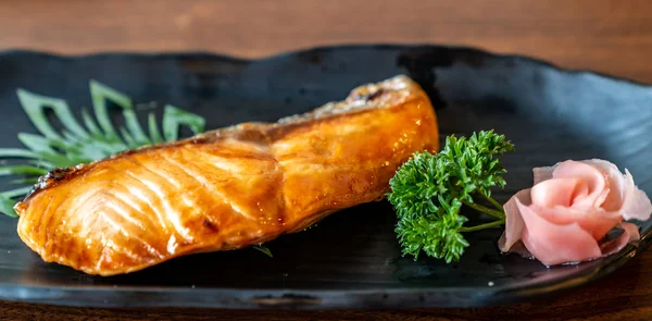 Salmon Fillet Steak Teriyaki Seauce — Stock Photo, Image