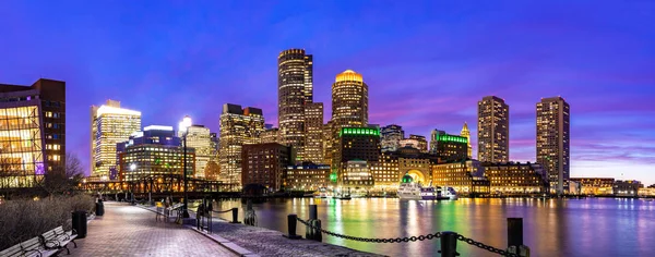 Panorama Boston Downtown Skylines Budynek Gród Zachód Słońca Boston City — Zdjęcie stockowe