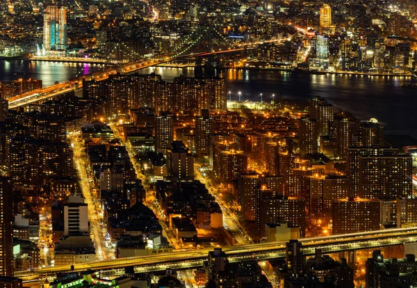 Letecký Pohled Manhattan Bridge Dolním Manhattanu New Yorku New York — Stock fotografie