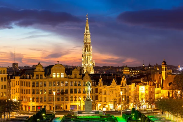 Brüsseler Stadtbild Vom Monts Des Arts Der Abenddämmerung Belgien — Stockfoto